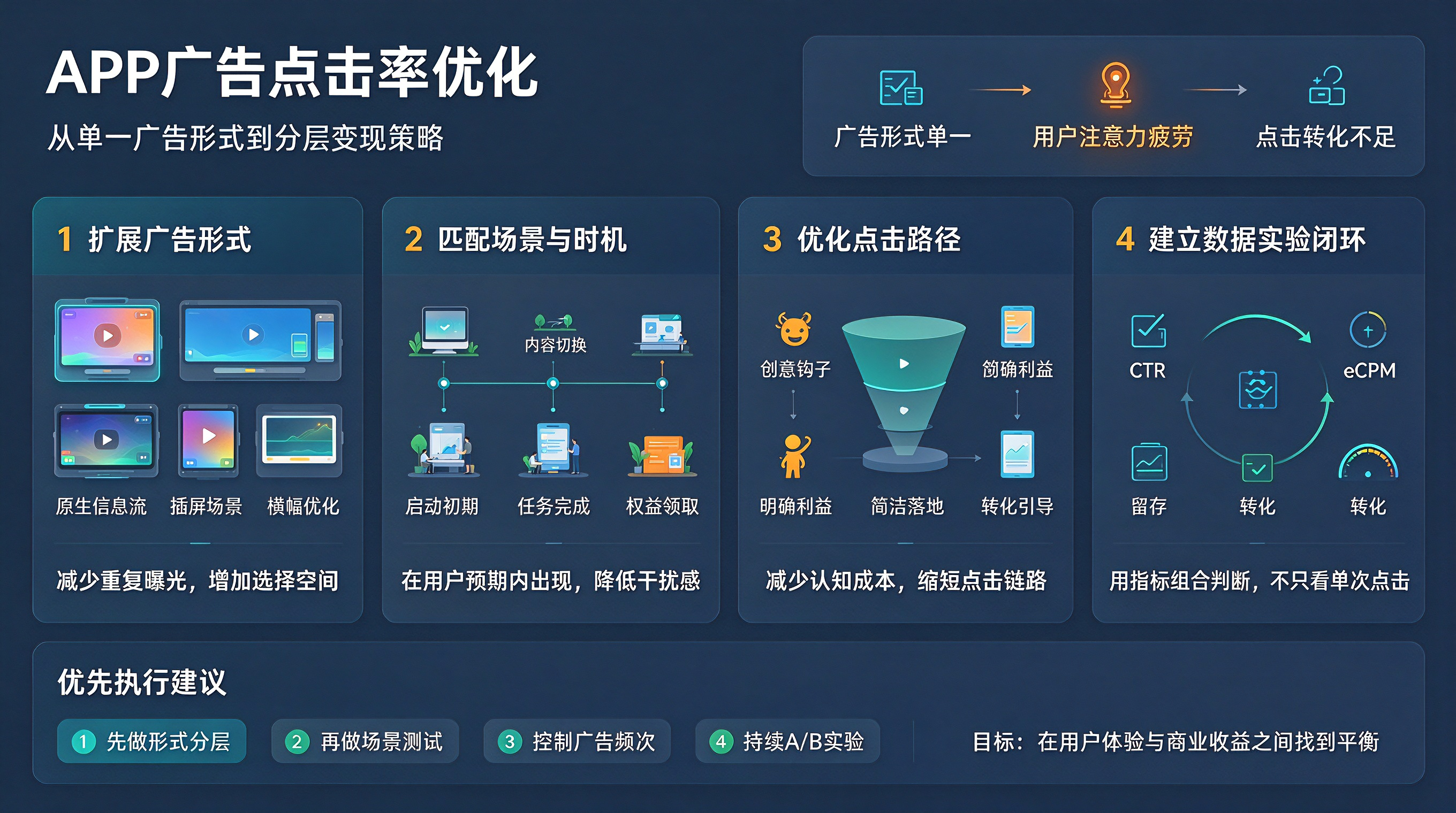APP变现广告形式单一广告点击率低怎么优化?